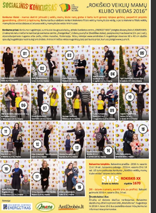 Konkurso „Rokiškio veiklių mamų klubo veidas 2016“ dalyvės. A. Prokopov nuotr.